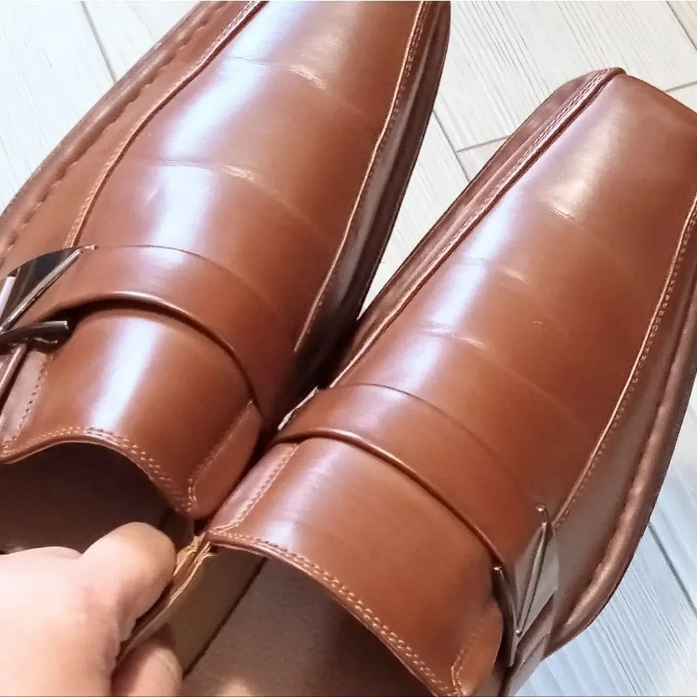 (84-4449)  Bruno Marc Men Oxfords Fashion Square Toe Shoes Slip On Loafer Sz 10.